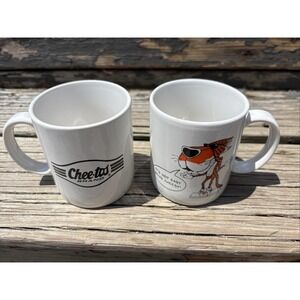 Pair 80's Cheetos Chester Cheetah "It's Not Easy Being Cheesy" Ceramic Mug VTG